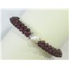 Image 1 : BRACELET - NATURAL GARNET BEADS & NATURAL ROUND WHITE PEARL IN 925 STERLING SILVER SETTING - WITH CE