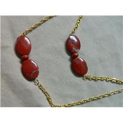 NECKLACE - JASPER GEMSTONES ON EXTRA LONG CHAIN - 58"