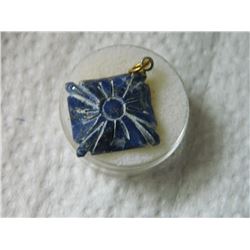 PENDANT - CARVED LAPIS STONE - SQUARE - 3/4  X 3/4 