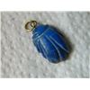Image 3 : PENDANT - HAND CRAFTED CARVED LAPIS STONE - SCARAB 1" LONG