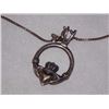 Image 1 : NECKLACE - CLADDAGH - STERLING SILVER  - WITH 14KT ACCENTS - WITH 17' STERLING SILVER CHAIN