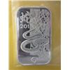 Image 1 : SILVER BAR - 1 TROY OUNCE .999 SILVER ART BAR - 2013 YEAR OF THE SNAKE - SOUTH AFRICAN RAND REFINERY