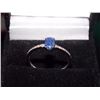 Image 2 : RING - OVAL FACETED BLUE SAPPHIRE & 2 DIAMONDS IN STERLING SILVER SOLITAIRE DESIGNED SETTING - RETAI