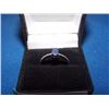 Image 3 : RING - OVAL FACETED BLUE SAPPHIRE & 2 DIAMONDS IN STERLING SILVER SOLITAIRE DESIGNED SETTING - RETAI