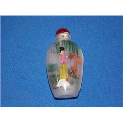 SNUFF BOTTLE - HAND PAINTED - WITH LID