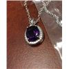 Image 1 : NECKLACE - 3.5CT AMETHYST & DIAMOND NECKLACE OVAL CUT AMETHYST IN STERLING SILVER SETTING - INCLUDES