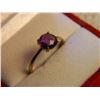 Image 2 : RING - RICH PURPLE ROUND CUSION CUT AMETHYST & 4 DIAMONDS IN STERLING SILVER SOLITAIRE DESIGNED SETT