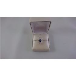 PLATINUM LADIES RING SET WITH ONE MARQUISE BLUE SAPPHIRE TW 5.2 GRAM REPLACEMENT VALUE $850