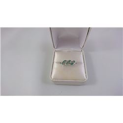 PLATINUM LADIES RING SET WITH 9 M-C EMERALDS TW 4 GRAM REPLACEMENT VALUE $650