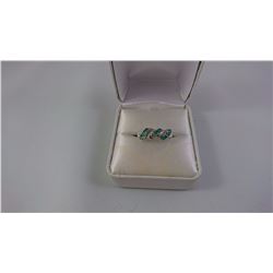 PLATINUM RING SET WITH 8 M-C EMERALDS (ONE MISSING) TE 4 GRAM REPLACEMENT VALUE $625