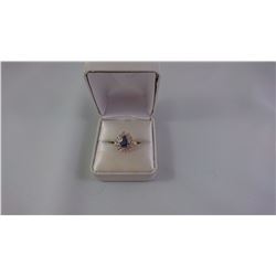 14KT YELLOW GOLD LADIES RING SET WITH ONE PEAR SHAPE AND 13 SCD TW 3 GRAM REPLACEMENT VALUE $695