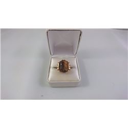 10KT YELLOW GOLD MENS RING SET WITH ONE RECTANGULAR TIGEREYE CAMEO (SOLDIER) REPLACEMENT VALUE $495