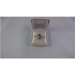 14KT YELLOW GOLD LADIES RING SET WITH ONE OVAL CUT PALE BLUE TOPAZ TW 4.8GRAM REPLACEMENT VALUE