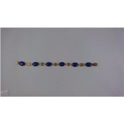 14KT YELLOW GOLD BRACELET 7.5" LIMBED SECTIONS BEARING CHINESE CHARACTERS + 6 OVAL REPLACEMENT VALUE