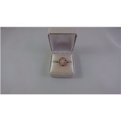 10KT YELLOW GOLD LADIES CLUSTER STYLE RING SET WITH 7 OVAL CAB OPALS + 18 RUBIES TW 4.1 GRAM