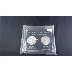 1-1992 2 COIN SET WORLD SERIES HEROS TORONTO