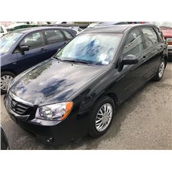 2006 KIA SPECTRA 5, 4 DOOR, BLACK, VIN # KNAFE161965240397