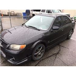 2002 MAZDA PROTEGE, 4 DOOR SEDAN, BLACK, VIN # JM1BJ225720519818