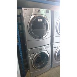 GREY WHIRLPOOL DUET STACKABLE WASHER AND STEAM DRYER SET