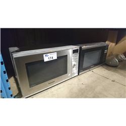 PANASONIC STAINLESS STEEL MICROWAVE OVEN, AND A BLACK PANASONIC MICROWAVE OVEN