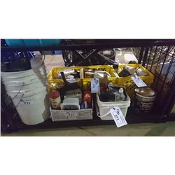 SHELF LOT OF ASSORTED SOLVENTS & MISC