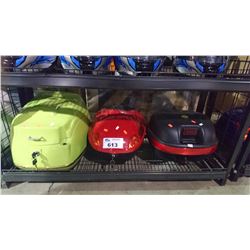 3 MOTORCYCLE MOUNTED STORAGE COMPARTMENTS