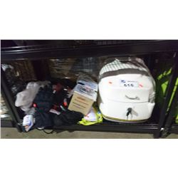 MOTORCYCLE MOUNTED STORAGE COMPARTMENT & MISC GLOVES, BATTERY