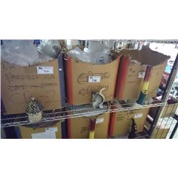3 SHELF LOTS OF ASSORTED BONGS, ETC