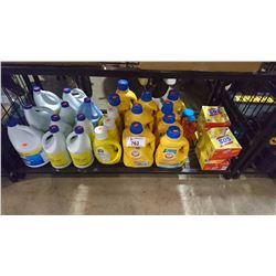 SHELF LOT OF ASSORTED CLEANING SUPPLIES/DETERGENTS