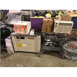TRAILER JACKS, PROPANE HEATER, WORK BENCH AND ASIA PACK PLASTIC BANDING MACHINE WITH TOOLS