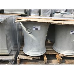 PAIR OF GARDEN STONE SHORT ROUND CEMENT PLANTERS