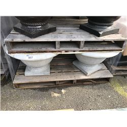 4 GREY SHORT FLUTED CEMENT FLOWER POTS