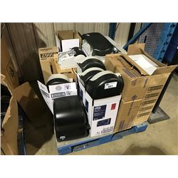 PALLET OF TORK ASSORTED TOILET PAPER AND PAPER TOWEL DISPENSERS