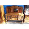Image 1 : ANTIQUE OAK BARLEY TWIST CARVED SIDEBOARD WITH MIRRORED BACKSPLASH