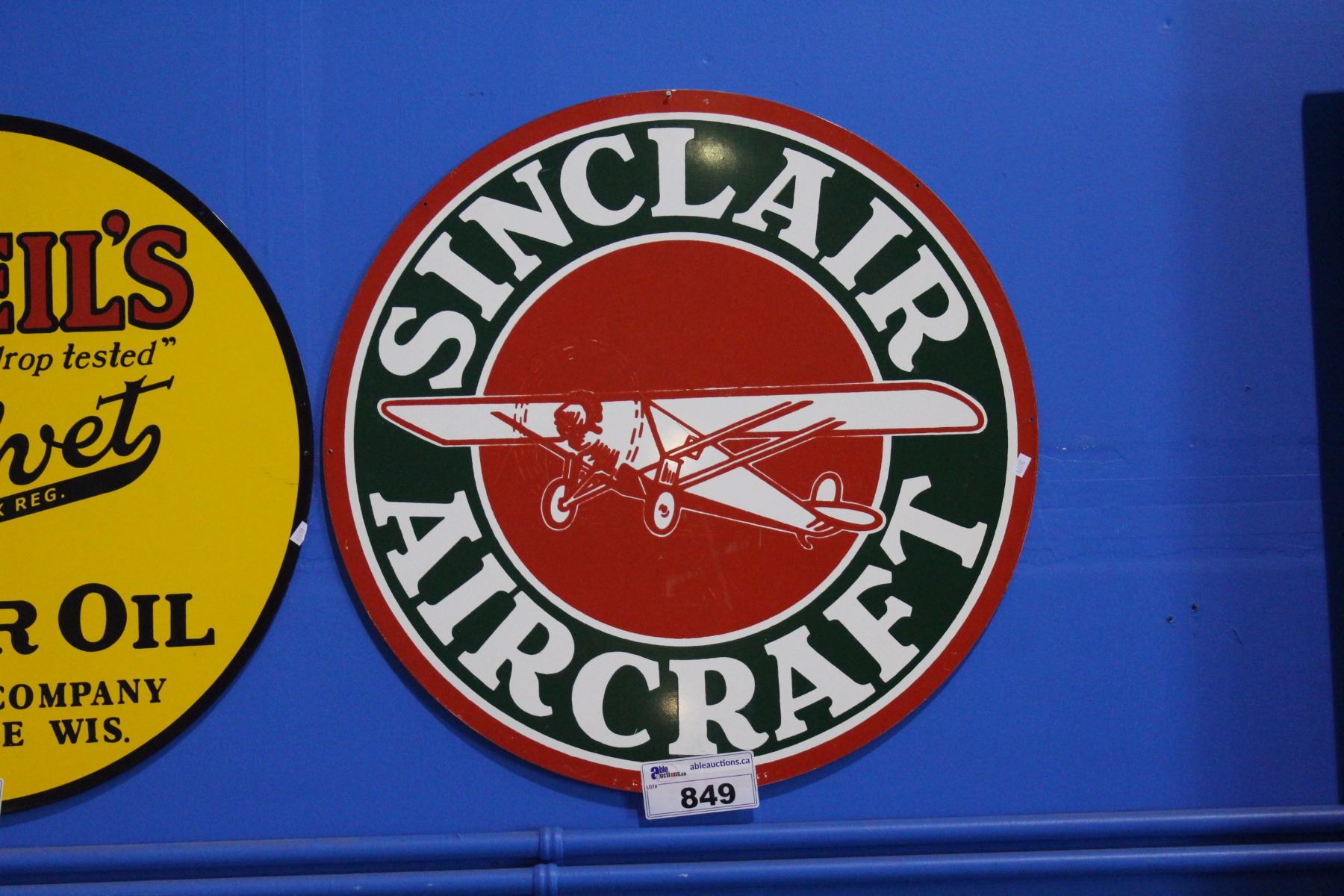 REPRODUCTION ROUND METAL 'SINCLAIR AIRCRAFT' SIGN