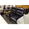 Image 2 : PAIR OF BLACK LEATHER OCCASIONAL CHAIRS