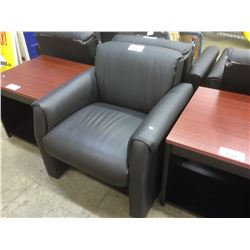 BLACK LEATHER CLUB STYLE RECEPTION CHAIR