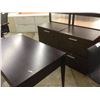 Image 2 : DARK WOOD CLERICAL DESK AND TWO DARK WOOD 2 DRAWER LATERAL FILE CABINETS