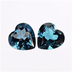 Natural London Topaz Heart Pair 6.20 Cts