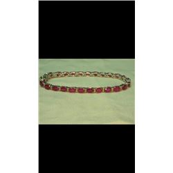 Genuine Ruby & Diamond Solid Gold Tennis Bracelet