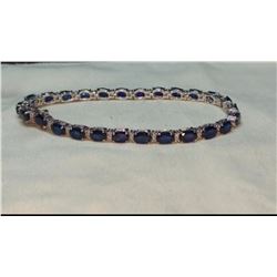 Natural Royal Blue Sapphire & Diamond Gold Bracelet