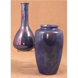 A Ruskin pottery ovoid vase, dated 1930, in blue mottled lustred glaze, short flared neck, impres...