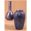Image 1 : A Ruskin pottery ovoid bottle vase, circa 1930, with slender flared neck, mottled blue lustre gla...