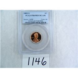 2003-S One Cent PCGS graded PR69 RD DC