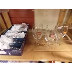 SHELF OF ASSORTED GLASSES