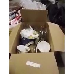 BASKET & BOX OF MISC - SOME COLLECTIBLES