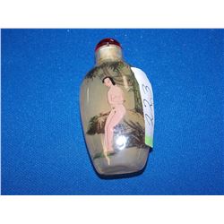SNUFF BOTTLE- HAND PAINTED - WITH LID