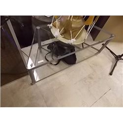 GLASS & METAL TV STAND ON CASTERS