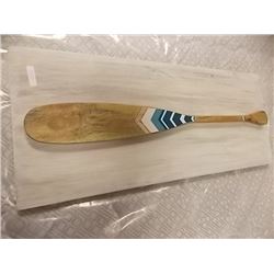 DECORATIVE HAND CRAFTED WOOD PADDLE ON PLAQUE