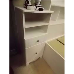 NEW WHITE SIDE TABLE - 1 DRAWER & 1 DOOR